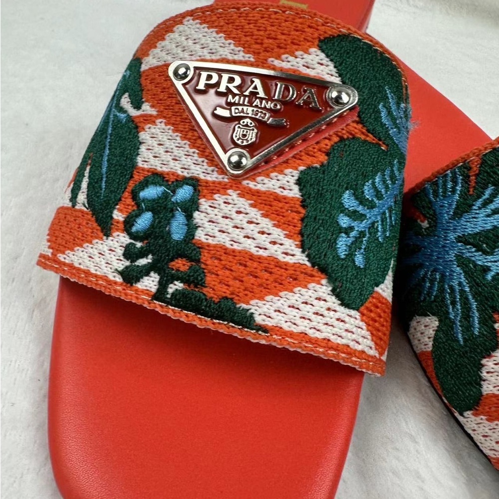 Prada Orange Flat Sandals
